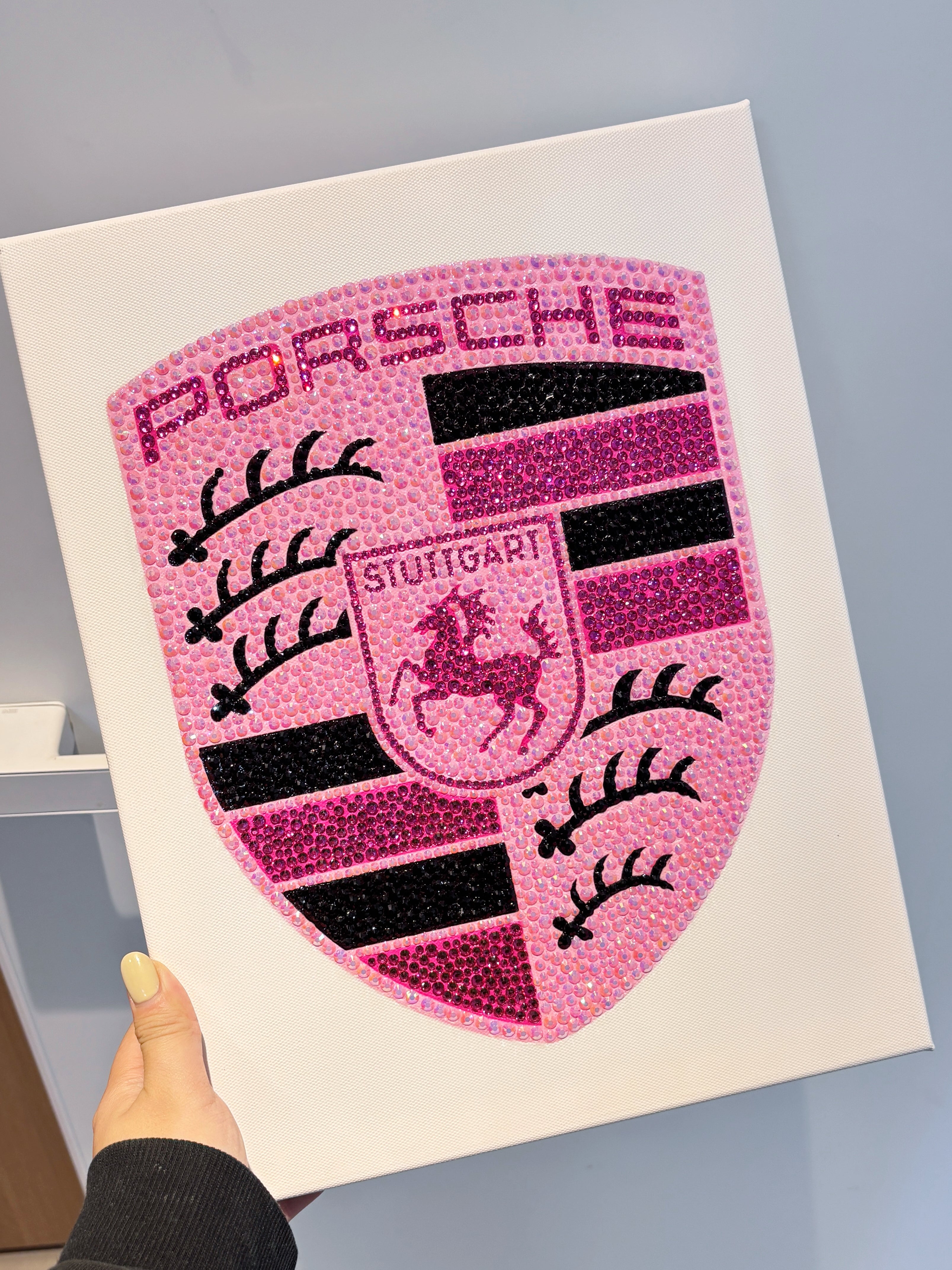 DIY Pink Porsche Logo Rhinestone Canvas Kit – blingvogue