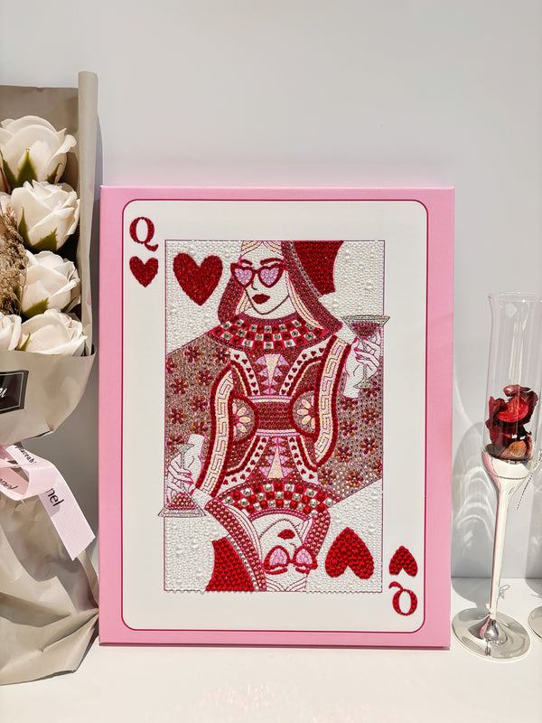 Pre-done Red Queen Card Diamond Rhinetone Canvas