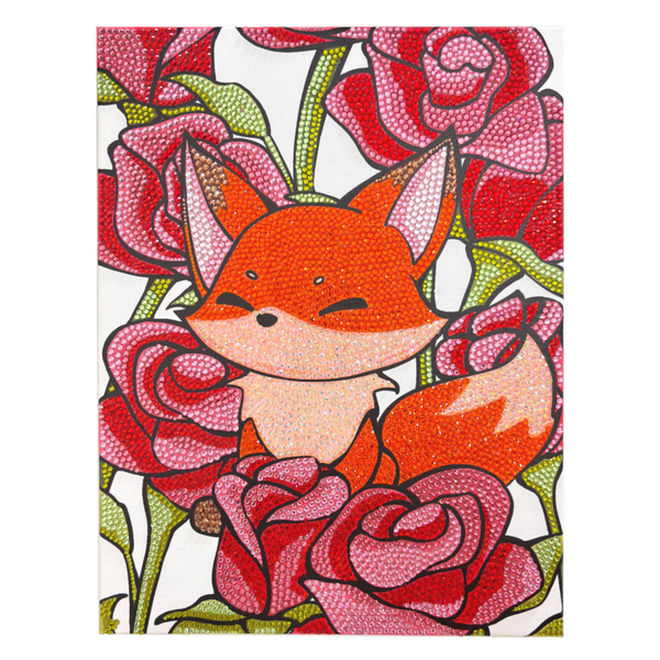 DIY Crystal Fox and Rose Rhinestone Diamond Painting Canvas Kit