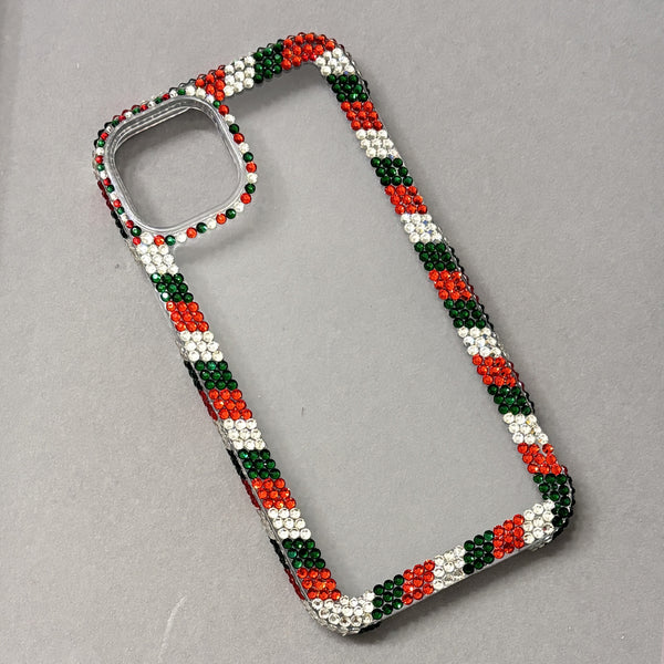 Bling Christmas Red and Green Border Phone Case (personalized with your name)