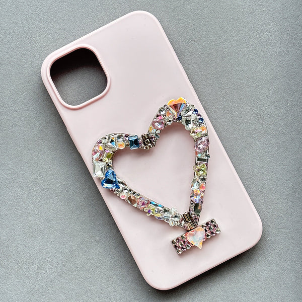 Custom Phone Case With Crystal Heart Grip