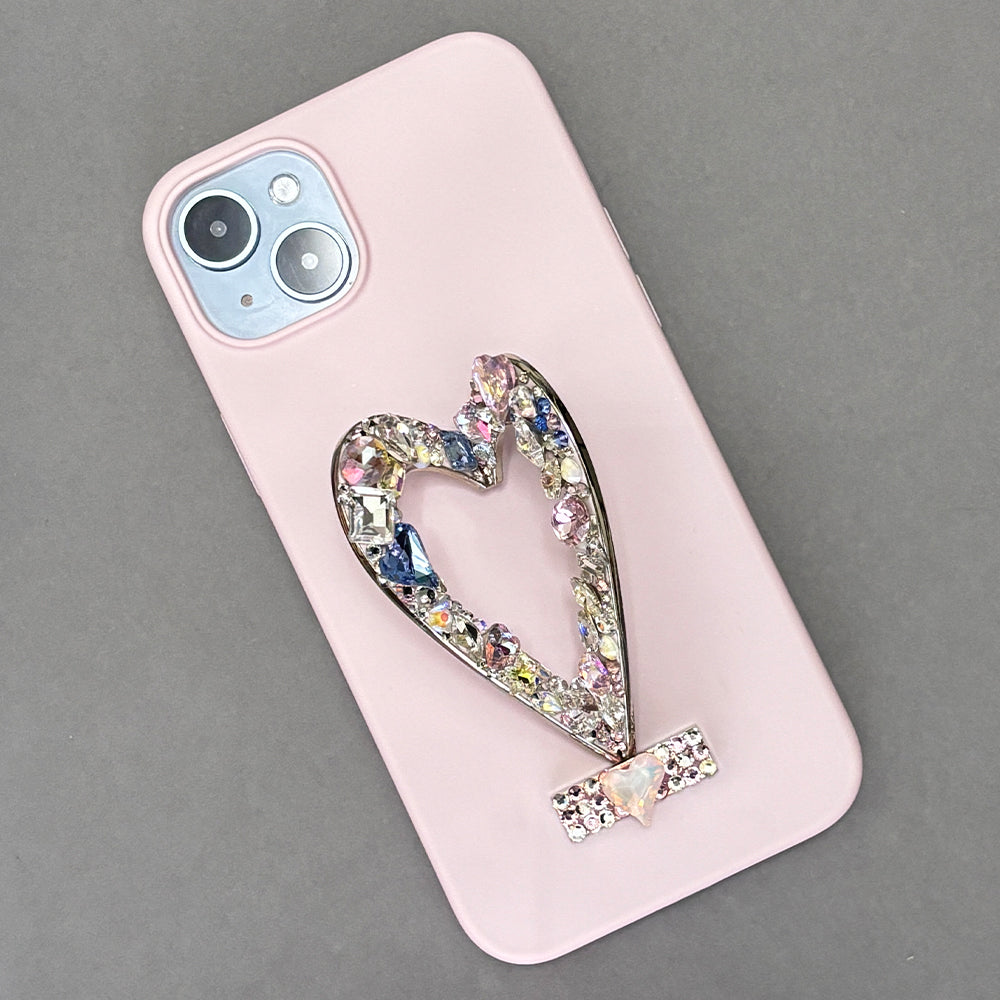 Custom Phone Case With Crystal Heart Grip