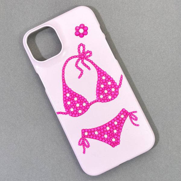 Custom Rhinestone Neon Pink Bikini Phone Case