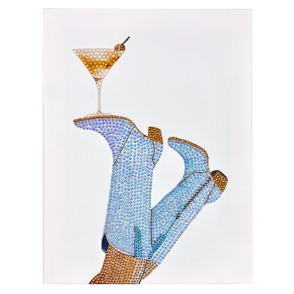 DIY Blue Boots/ Pink Boots and Martini Rhinestone Canvas Art Kit