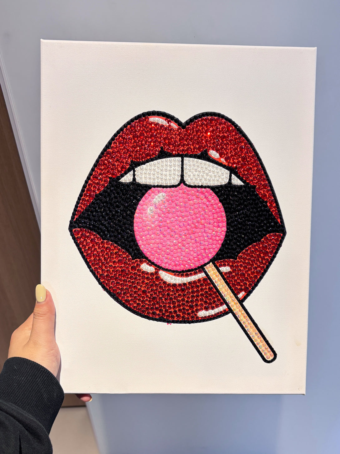 DIY Red Lip and Lollipop Rhinestone Canvas Art Kit – blingvogue