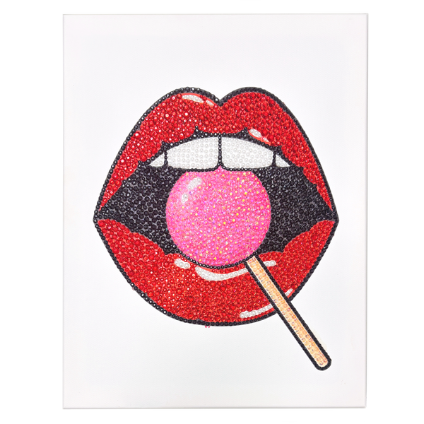 DIY Red Lip and Lollipop Rhinestone Canvas Art Kit