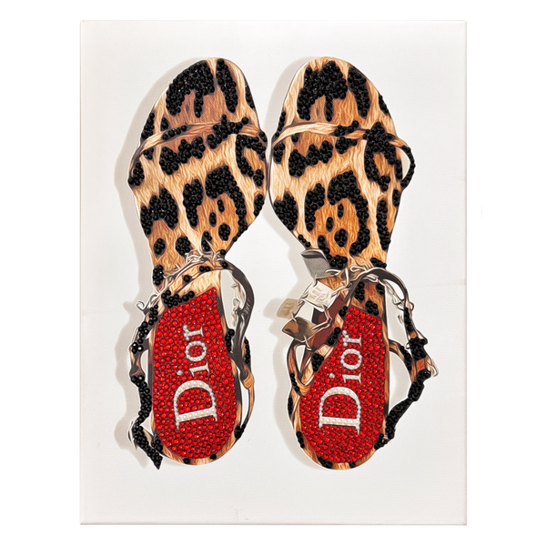 DIY Dior Leopard Print Cheetah Heel/ Shoes Rhinestone Canvas Art Kit