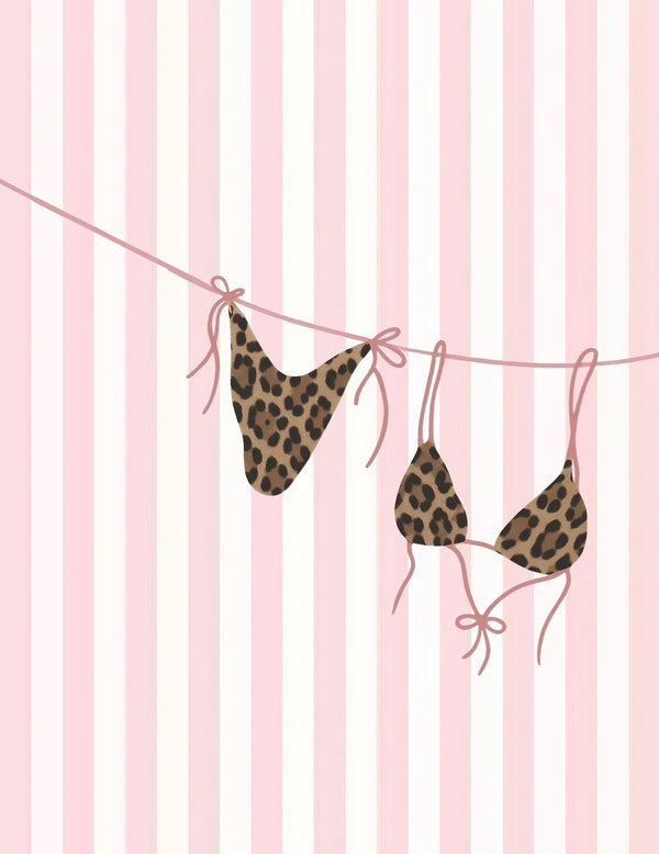 DIY cheetah Print Bikini and Stripe Rhinestone Canvas Art Kit