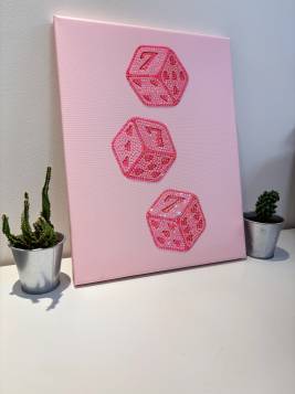 Pre-done Lucky Number 7 Dice Rhinestone Diamond Canvas