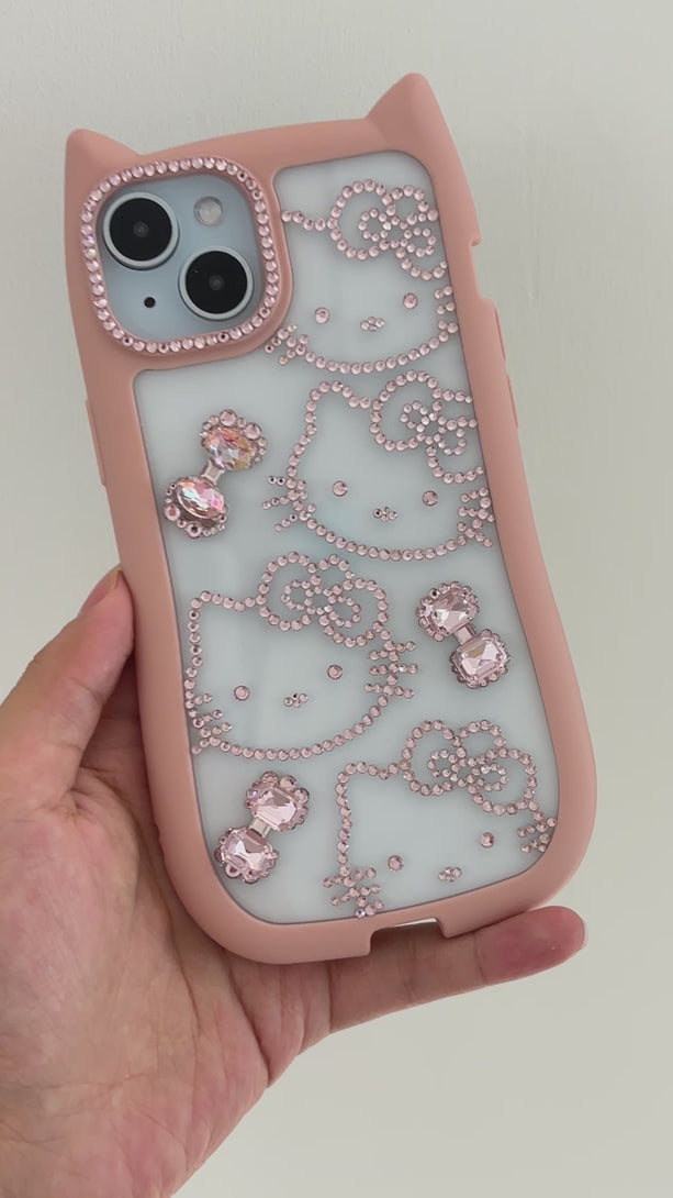 Luxury Custom Rhinestone  Pink Hello Kitty Phone Case