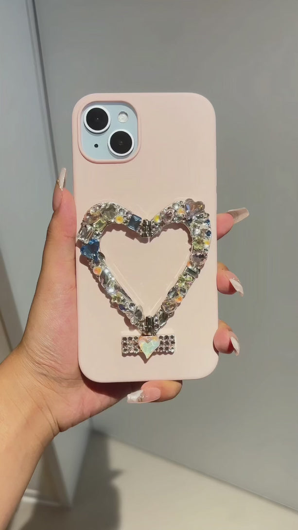 Custom Phone Case With Crystal Heart Grip